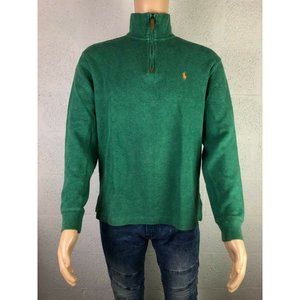 Polo Ralph Lauren 1/2 Half Zip French Rib Pullover Sweater Green Size M